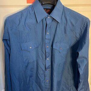 Plains Western Wear Men's Solid Print Short Sleeve Pearl Snap Western Shirt